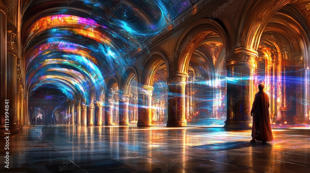 Mystical Hallway with Energy Beams. Mystical Hallway with Energy Beams.