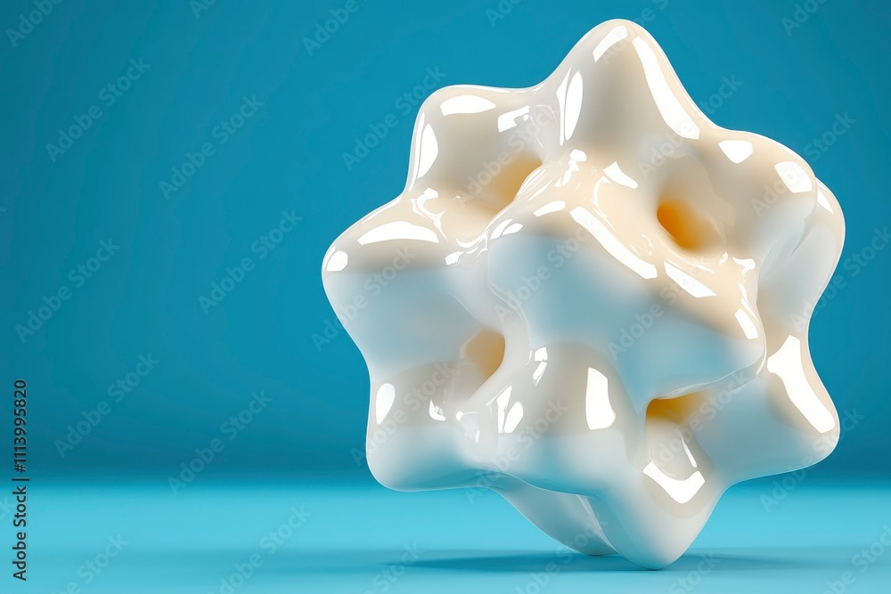 Abstract Creamy White 3D Rendered Shape on Blue Background Abstract Creamy White 3D Rendered Shape on Blue Background