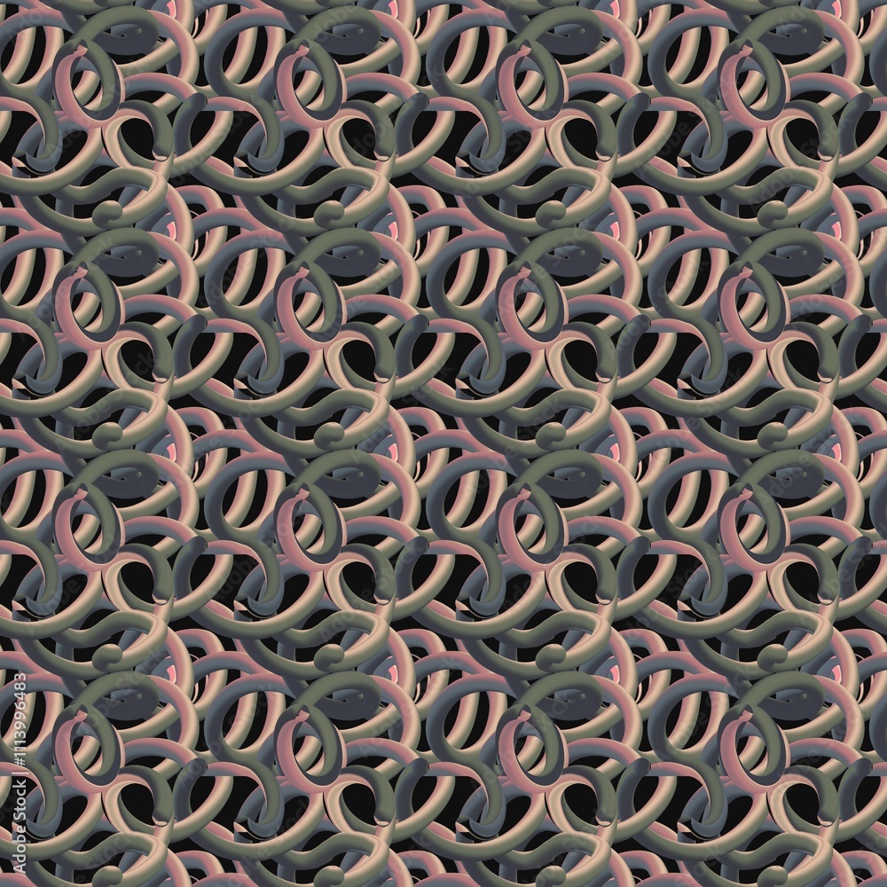 Abstract pattern featuring intertwined loops with soft colors and smooth textures Abstract pattern featuring intertwined loops with soft colors and smooth textures