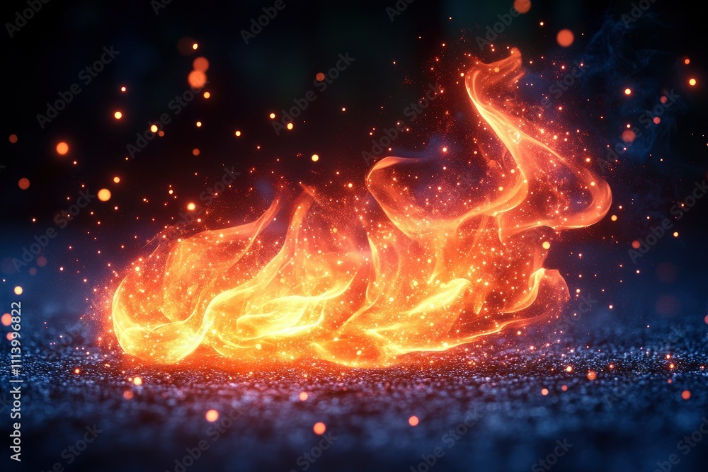 Fiery Abstract Background Burning Embers and Sparks Fiery Abstract Background Burning Embers and Sparks