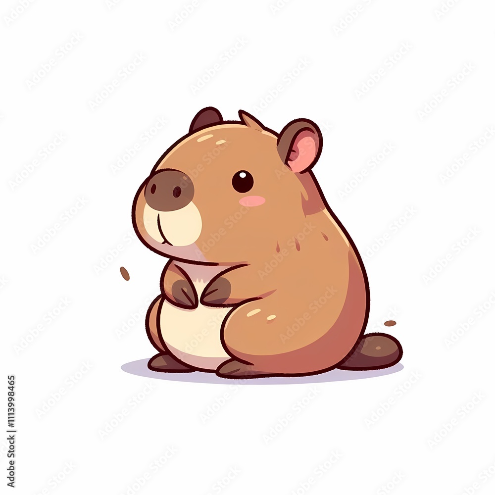 Chibi Capybara Illustration in Flat Style on White Background - Cute and Isolated Animal Art Chibi Capybara Illustration in Flat Style on White Background - Cute and Isolated Animal Art