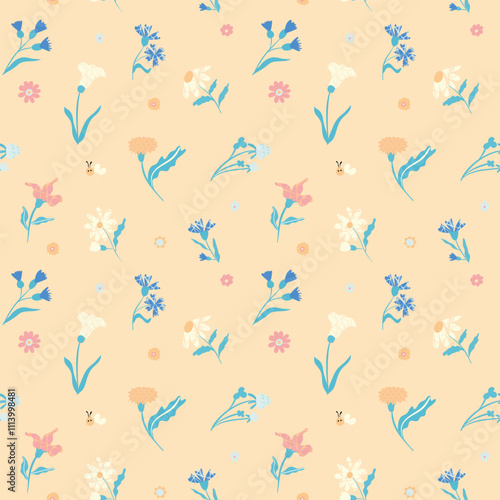 Delicate Floral Pattern with Cornflowers