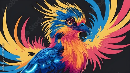 blue and red bird