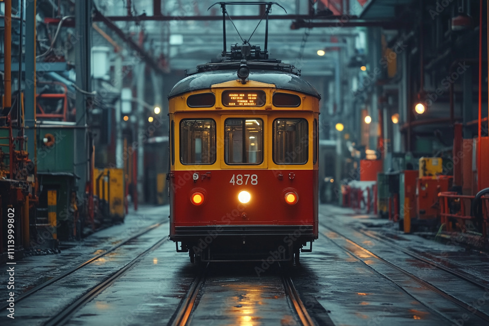 custom made wallpaper toronto digitalVintage Tramcar Travels Through Industrial Cityscape