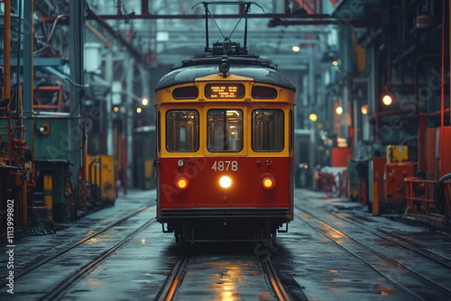 Wallpaper Mural Vintage Tramcar Travels Through Industrial Cityscape Torontodigital.ca