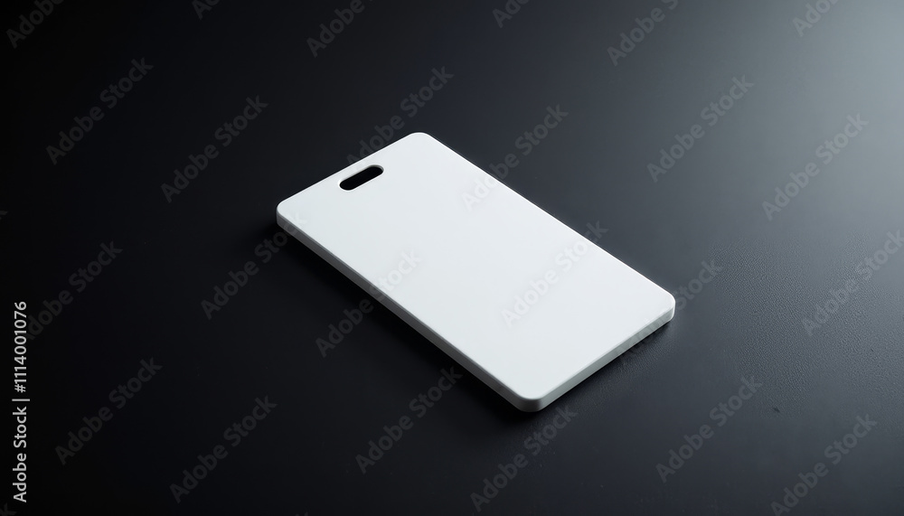 Plain white office keycard on a black surface for identification and access solutions Plain white office keycard on a black surface for identification and access solutions