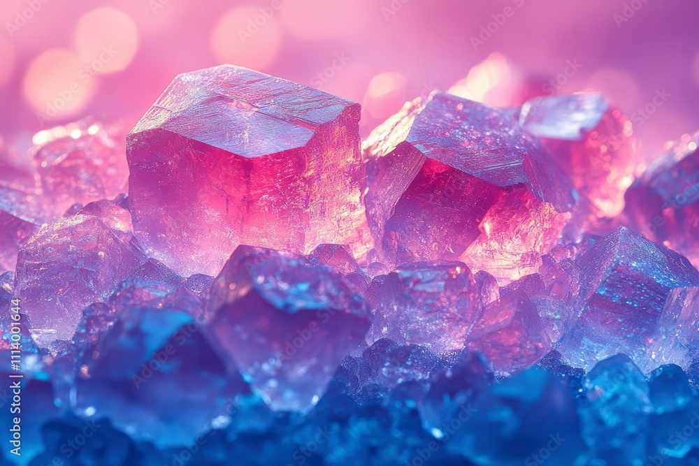 Fototapeta premium Sparkling Amethyst and Blue Crystals A Close-Up Macro of Gemstones