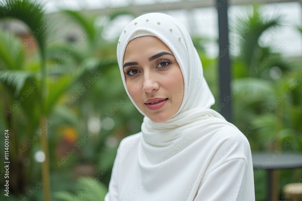 portrait of a Muslim hijabi woman in a garden portrait of a Muslim hijabi woman in a garden