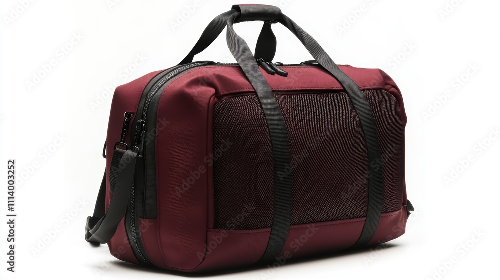 Naklejka premium Compact Gym Bag with Mesh Sides on White Background Sporty Design for Active Lifestyle
