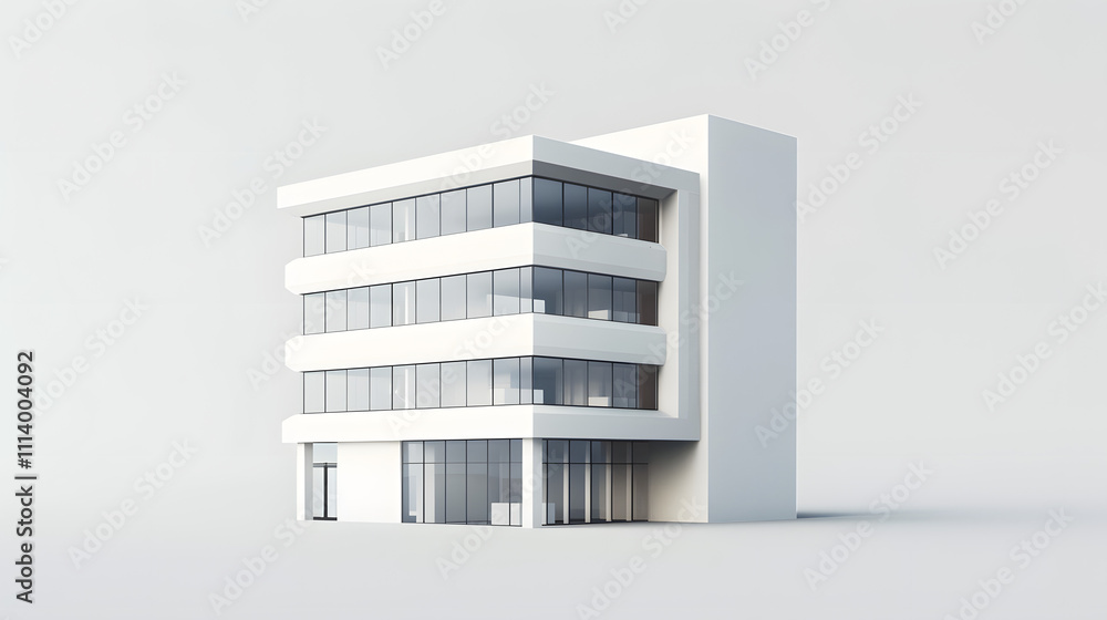 Modern 3D render of a blank business center model. Modern 3D render of a blank business center model.