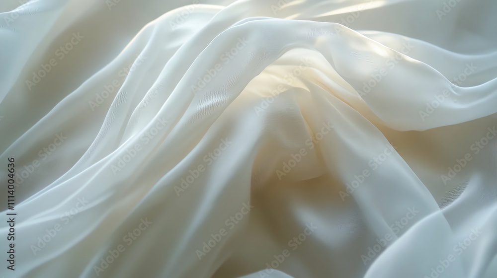 Fototapeta premium Close up of white fabric, soft and luxurious.