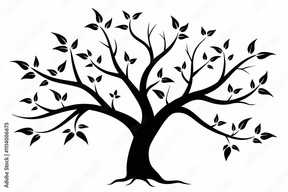 Elegant Branching Silhouette Black Vector Art Elegant Branching Silhouette Black Vector Art