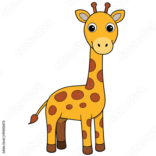 Giraffe vector illustration, cartoon clipart character, animal in flat style. Wild animals,