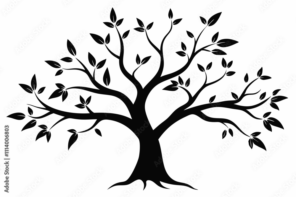 Elegant Branching Silhouette Black Vector Art Elegant Branching Silhouette Black Vector Art