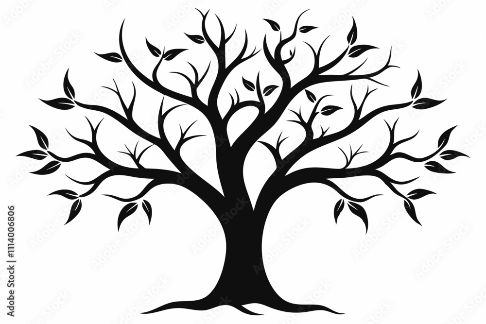 Elegant Branching Silhouette Black Vector Art Elegant Branching Silhouette Black Vector Art