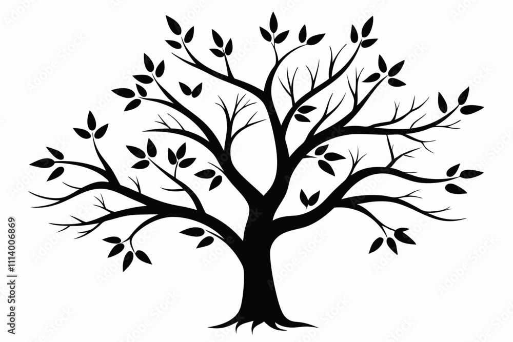Elegant Branching Silhouette Black Vector Art Elegant Branching Silhouette Black Vector Art