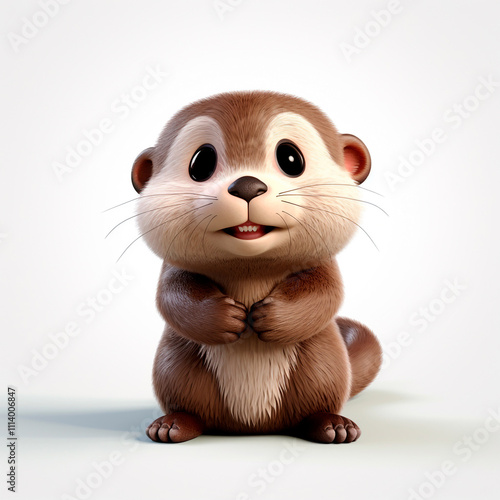 Brown squirrel, rodent, mammal, mole, animal, nature. 3D render cartoon character design. photo