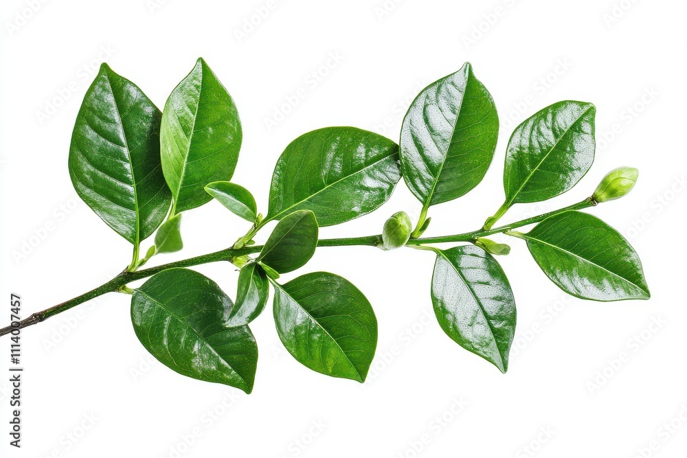 Fototapeta premium Isolated stem of lovely gardenia leaves