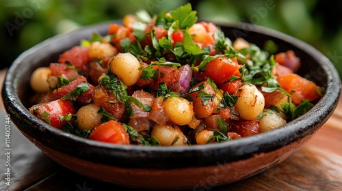 Delicious Moroccan Tagine Dish with Fresh Vegetables and Herbs