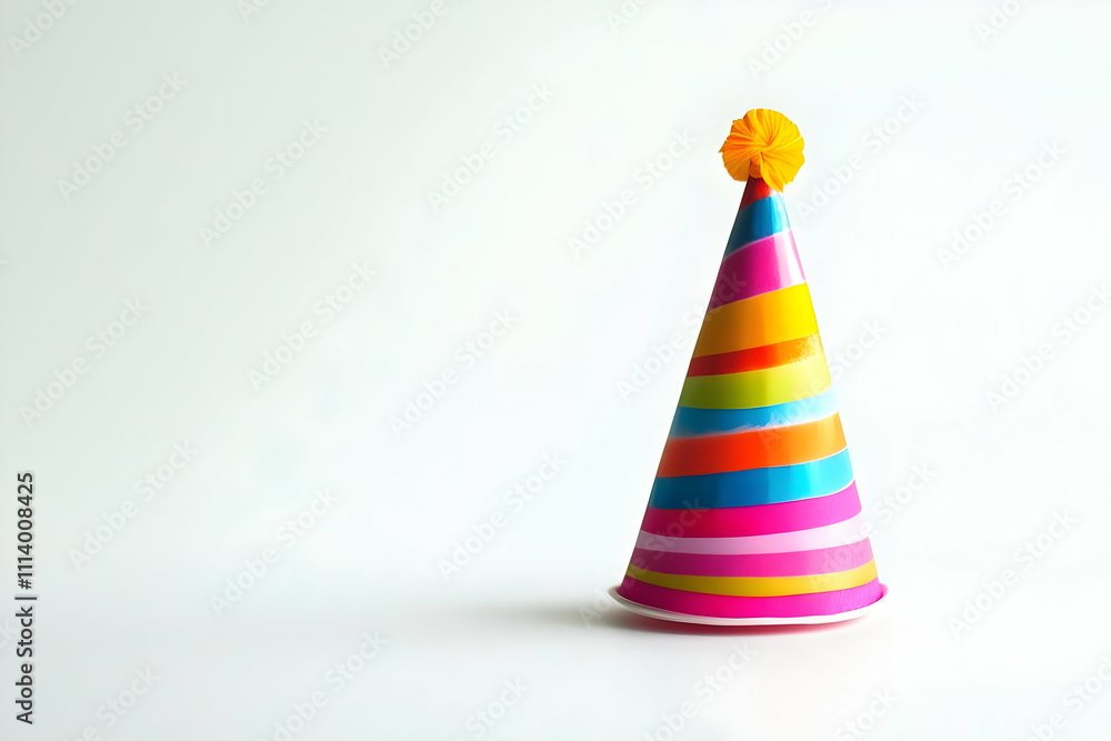A sparkling, festive party hat with glitter and streamers, isolated on a white background to add a touch of glamour and celebration. A sparkling, festive party hat with glitter and streamers, isolated on a white background to add a touch of glamour and celebration.