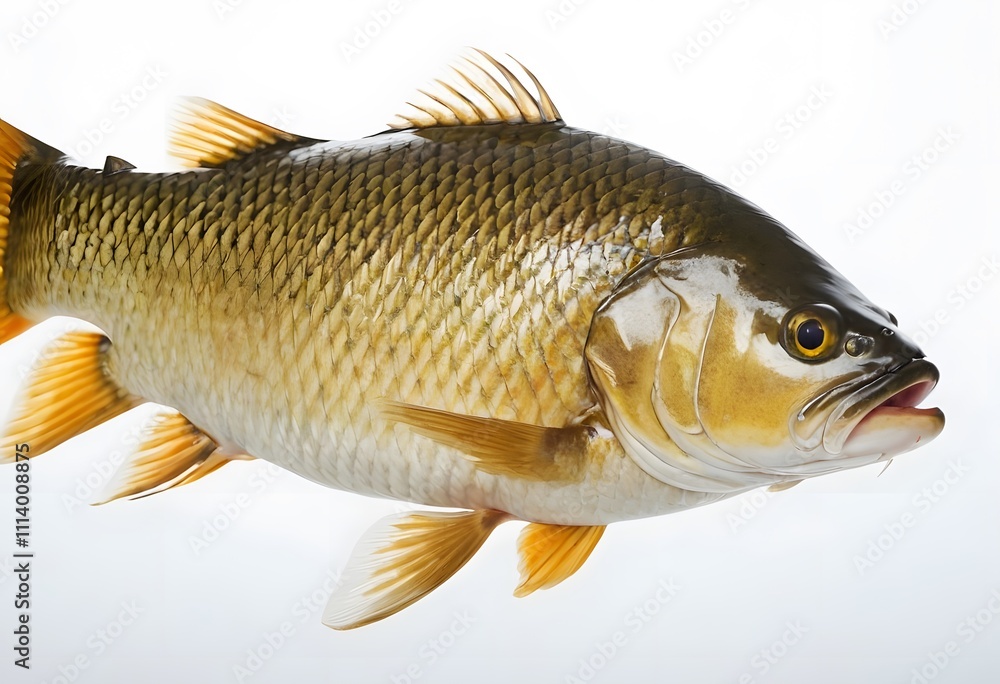 Common Carp on white background, AI Generated Common Carp on white background, AI Generated