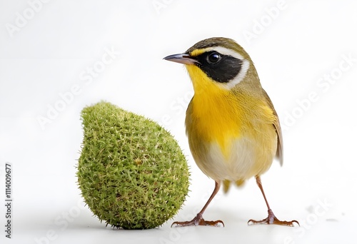 Common Yellow throat on white background, Ai generated photo