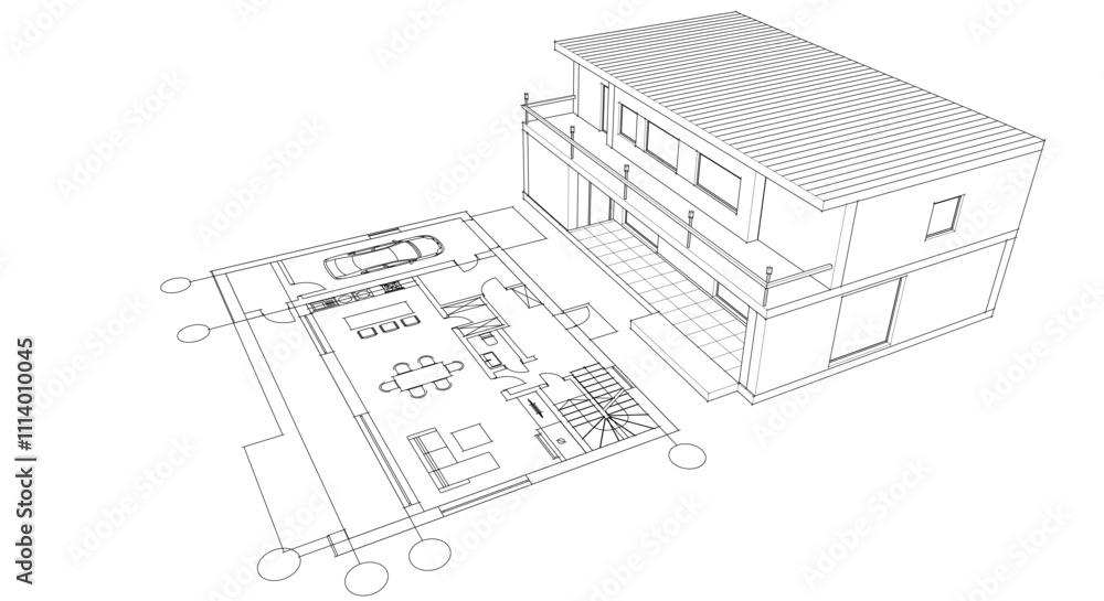 house traditional architecture plan 3d illustration
house traditional architecture plan 3d illustration