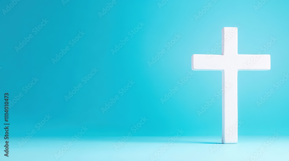 Minimalist White Cross Against Soft Blue Background for Religious Symbolism, Faith, Spirituality, and Minimal Decor Ideas for Homes and Churches Minimalist White Cross Against Soft Blue Background for Religious Symbolism, Faith, Spirituality, and Minimal Decor Ideas for Homes and Churches