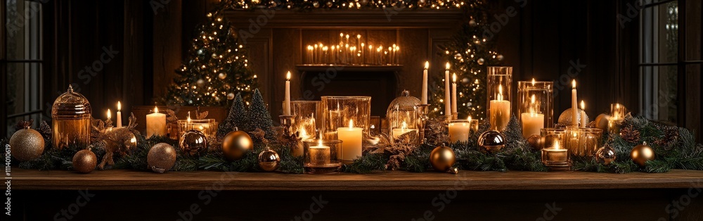 Elegant Christmas Table with Festive Lights Elegant Christmas Table with Festive Lights