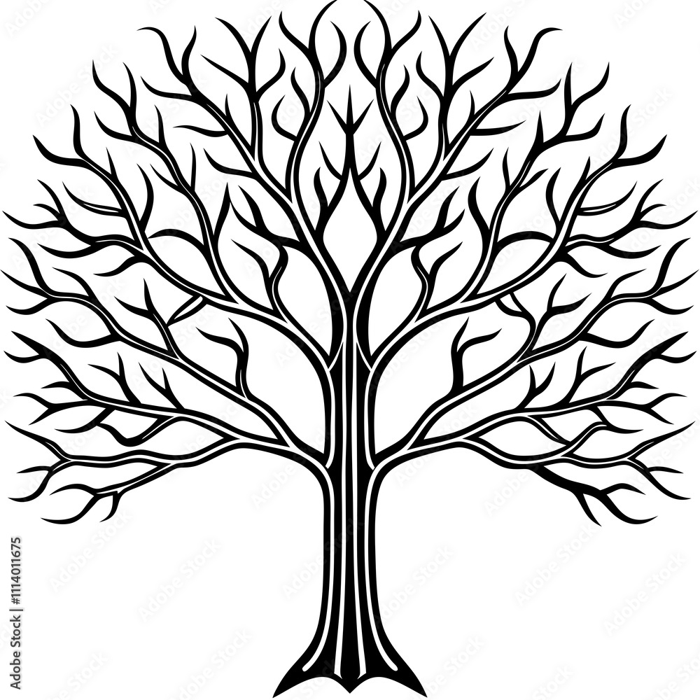 Obraz premium Fractal-Inspired Tree Endless Branch Patterns Line Art
