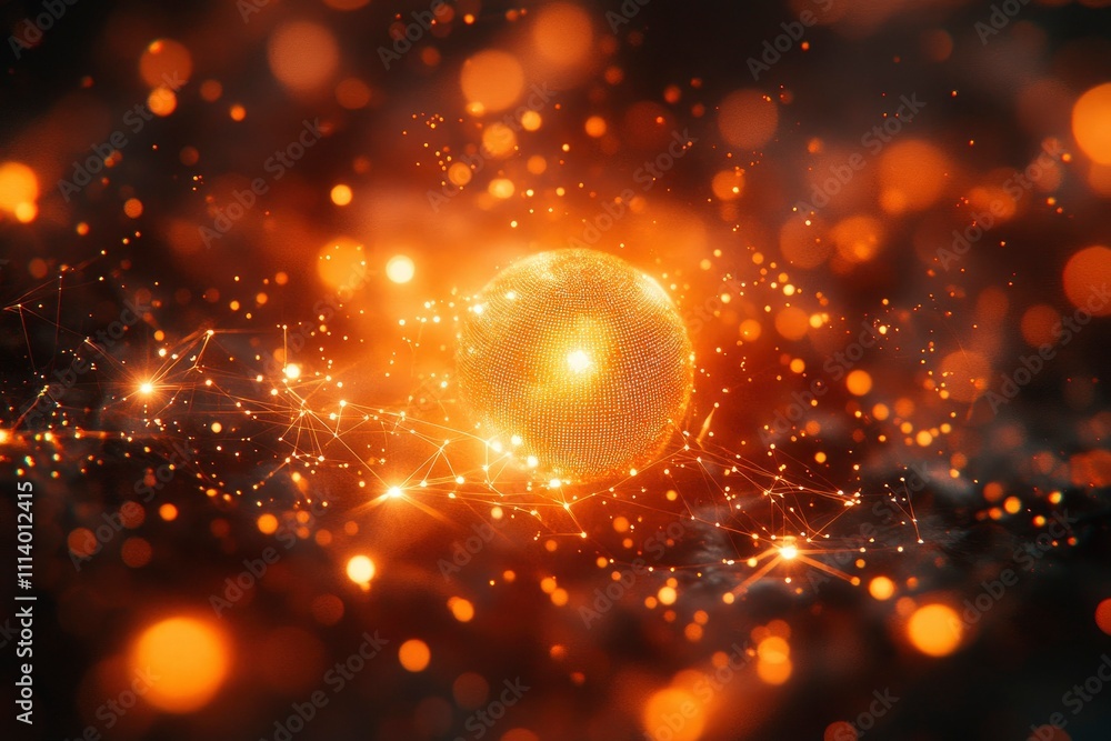 Glowing Orange Sphere in a Network of Light Glowing Orange Sphere in a Network of Light