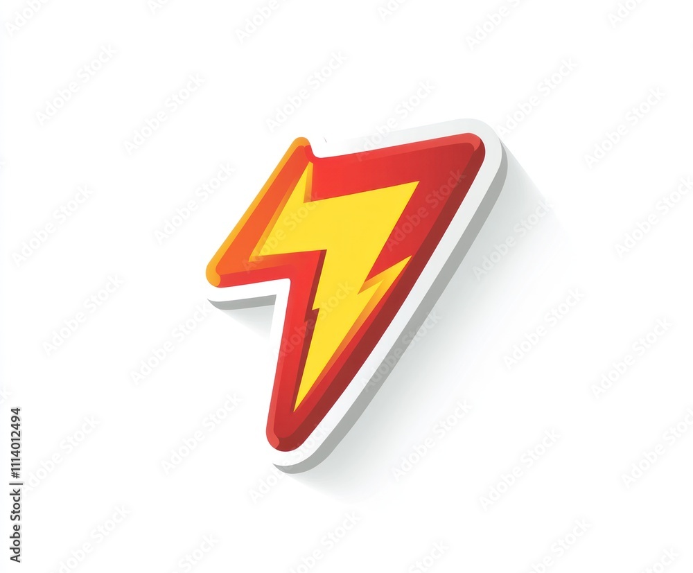 Cartoon lightning bolt sticker icon. Cartoon lightning bolt sticker icon.