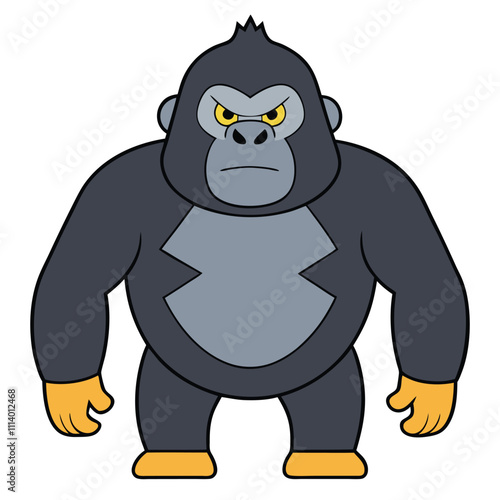 gorilla vector illustration, cartoon clipart character, animal in flat style.