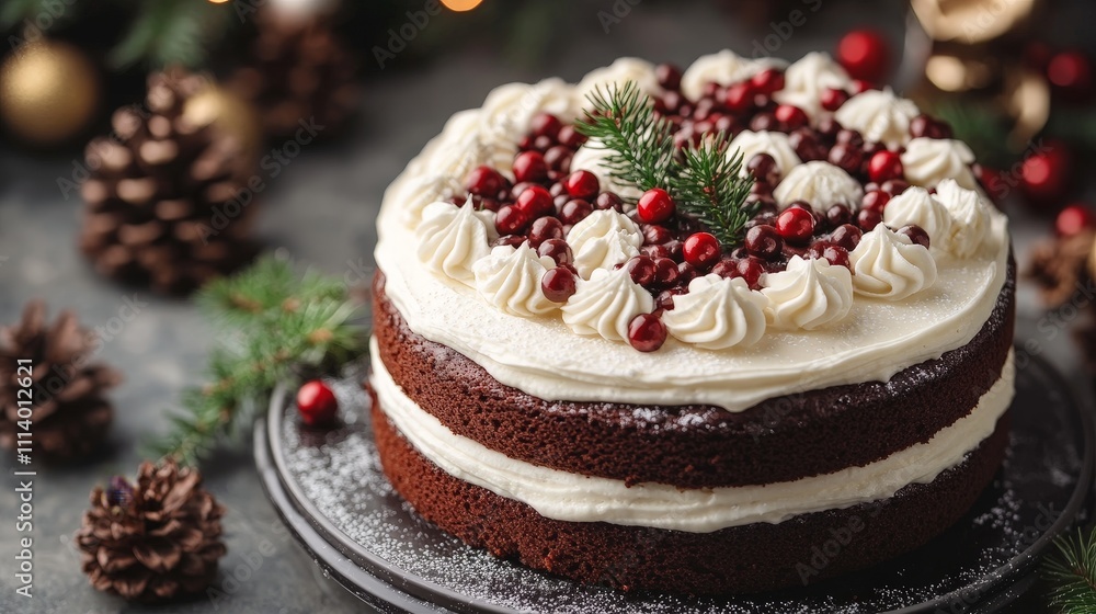 Holiday Chocolate Cake with White Frosting Holiday Chocolate Cake with White Frosting