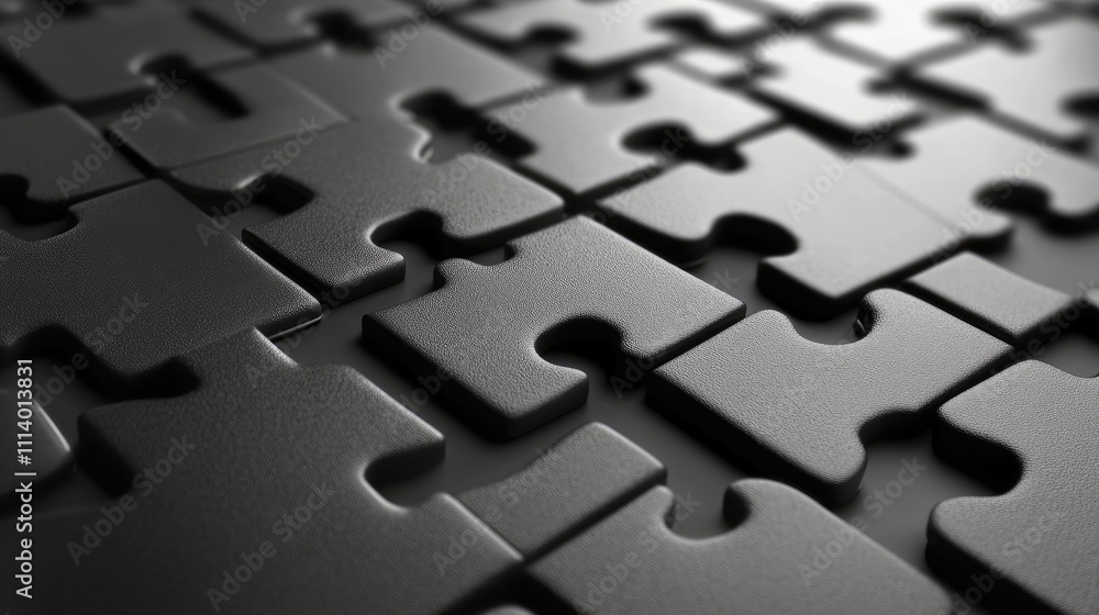Abstract grayscale image of interconnected puzzle pieces. Abstract grayscale image of interconnected puzzle pieces.