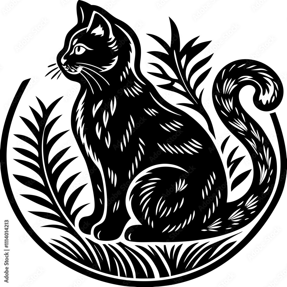 Obraz premium black and white cat