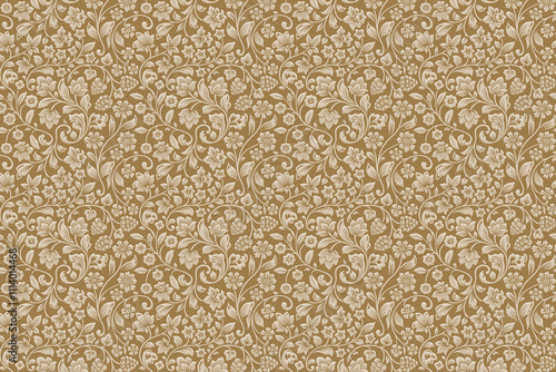 Fototapeta Naklejka Na Ścianę i Meble -  pattern of flowers on a brown background