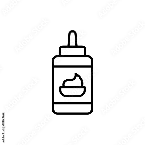 Mayonnaise bottle outline icons, minimalist vector illustration ,simple transparent graphic element .Isolated on white background