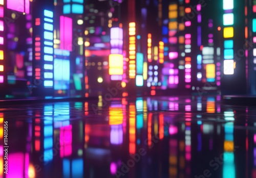 Wallpaper Mural カラフルなネオンライトに包まれた未来的な都市の景観 Torontodigital.ca