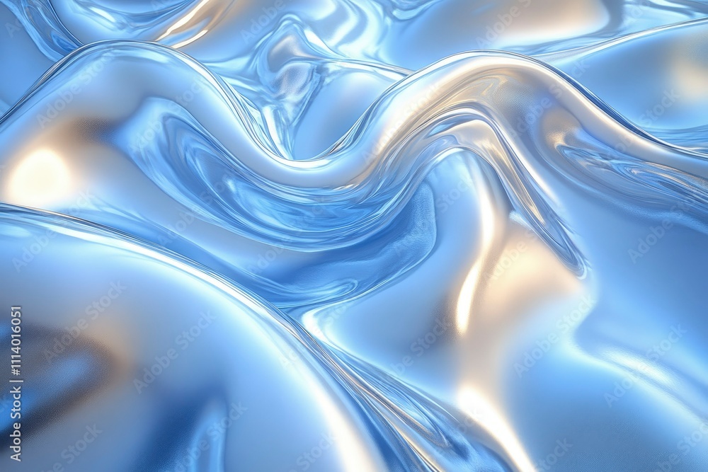 Abstract Liquid Metal Surface Flowing Blue and Silver Metallic Texture Abstract Liquid Metal Surface Flowing Blue and Silver Metallic Texture