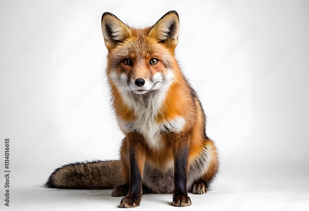 Fototapeta premium Cross Fox on white background, AI Generated