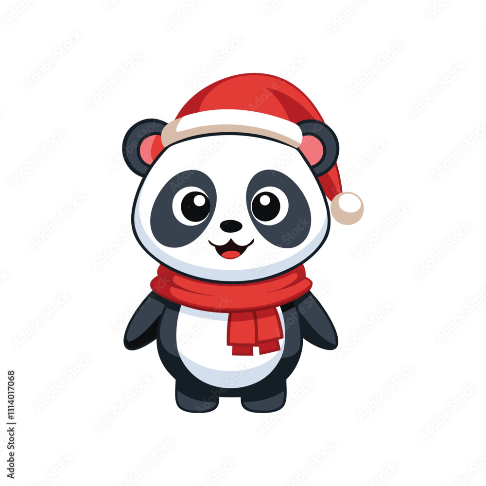 a cute frosty the panda wearing santa clause hat a cute frosty the panda wearing santa clause hat