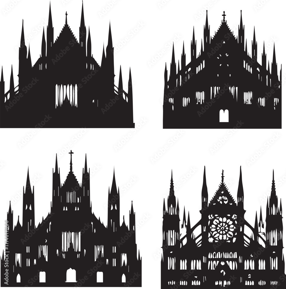 Fototapeta premium Gothic Silhouette Vector Set – Dark and Intricate Design Elements
