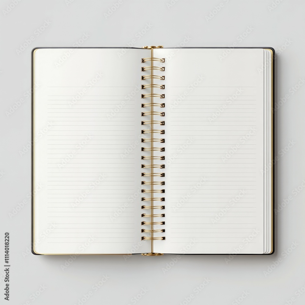 Top view blank notebook mockup with white pages open Top view blank notebook mockup with white pages open