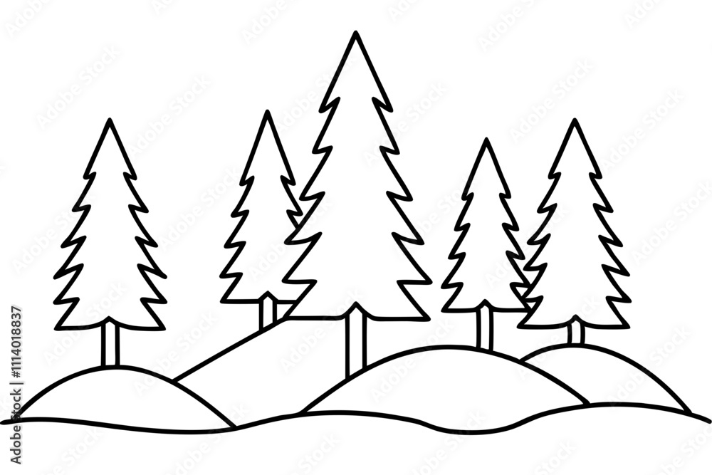 Minimal Forest Foundations Line Art Vector Minimal Forest Foundations Line Art Vector