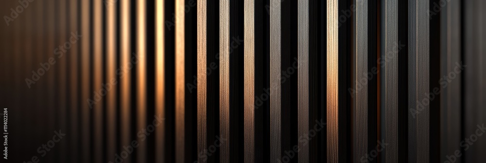Obraz premium 直線の木目と日光が交錯する現代的な背景