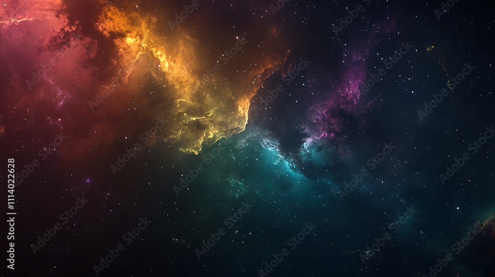 Obraz premium Abstract galaxy glowing brightly with vibrant multi colored cosmic design