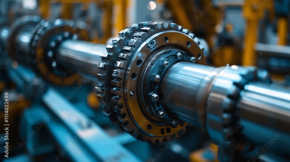 Close-up of a precision-engineered industrial component showcasing gears and a shaft. Close-up of a precision-engineered industrial component showcasing gears and a shaft.