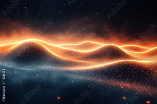 Glowing Orange Waves Abstract Background