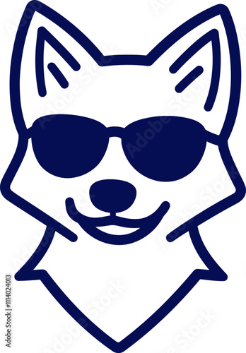 Cartoon fox wearing sunglasses smiles in a playful design isolated on transparent background. Vector illustration.